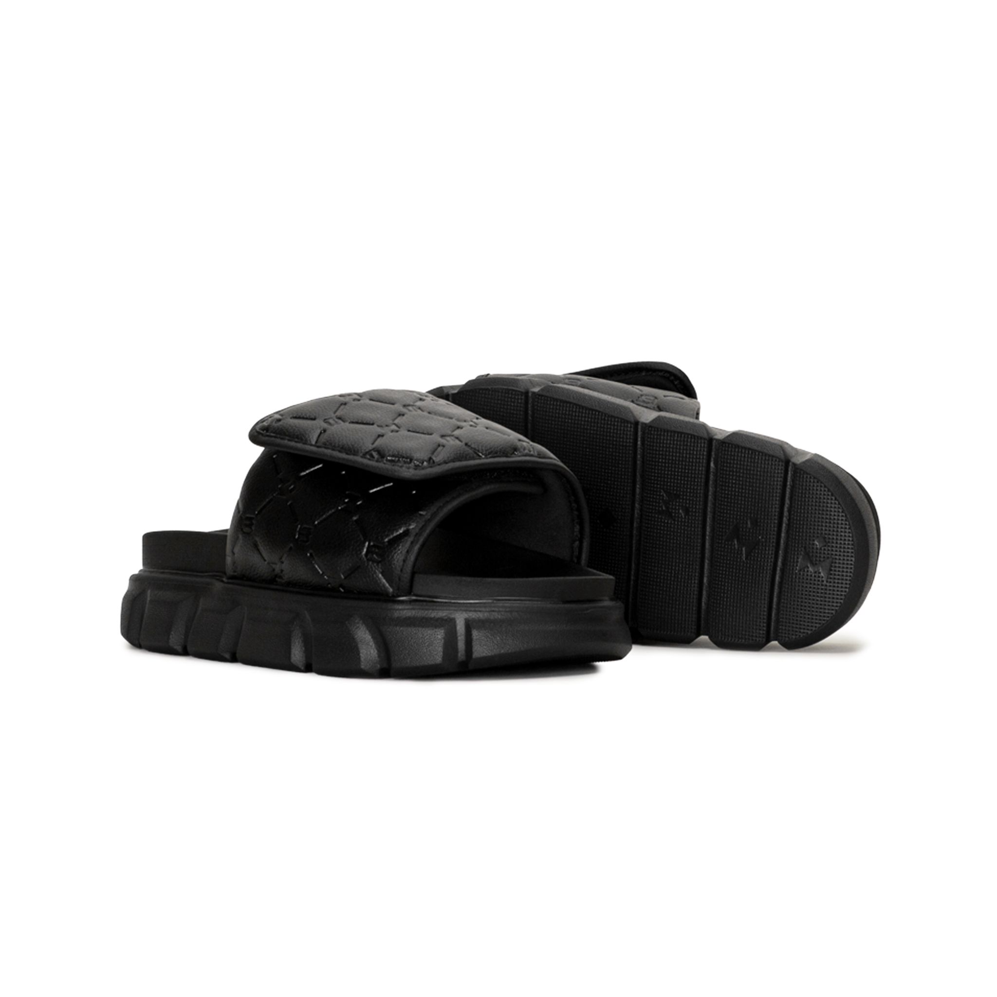 THE LADY WOLF ESSENTIAL MONOGRAM SLIDE SANDAL - BLACK