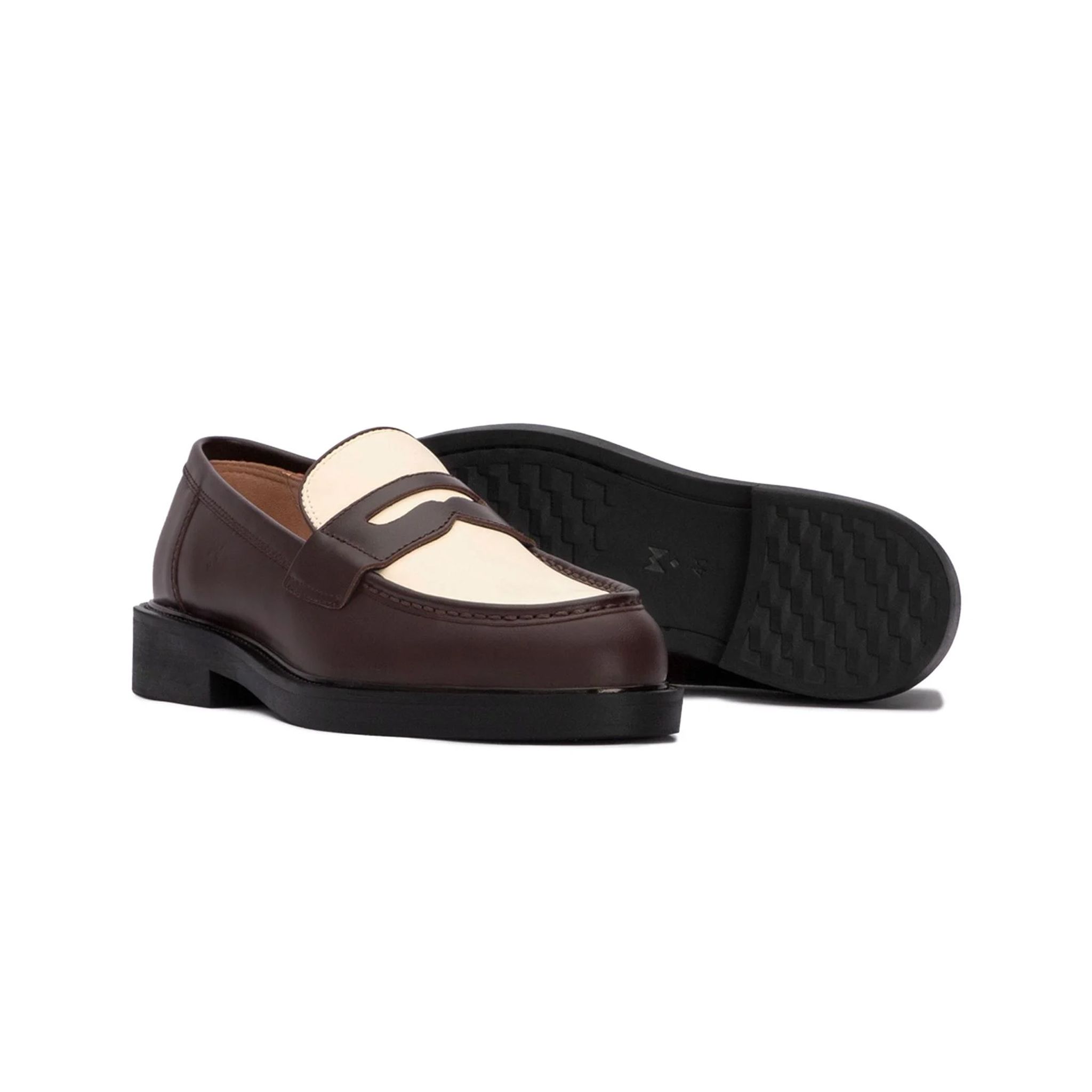 THE SEAN WOLF PENNY LOAFER - BROWN & OFF-WHITE