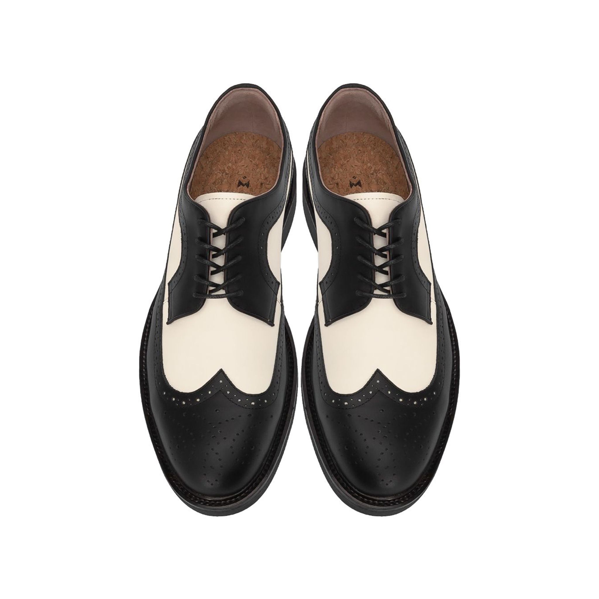 THE SEAN WOLF BROGUE DERBY - BLACK OFF WHITE