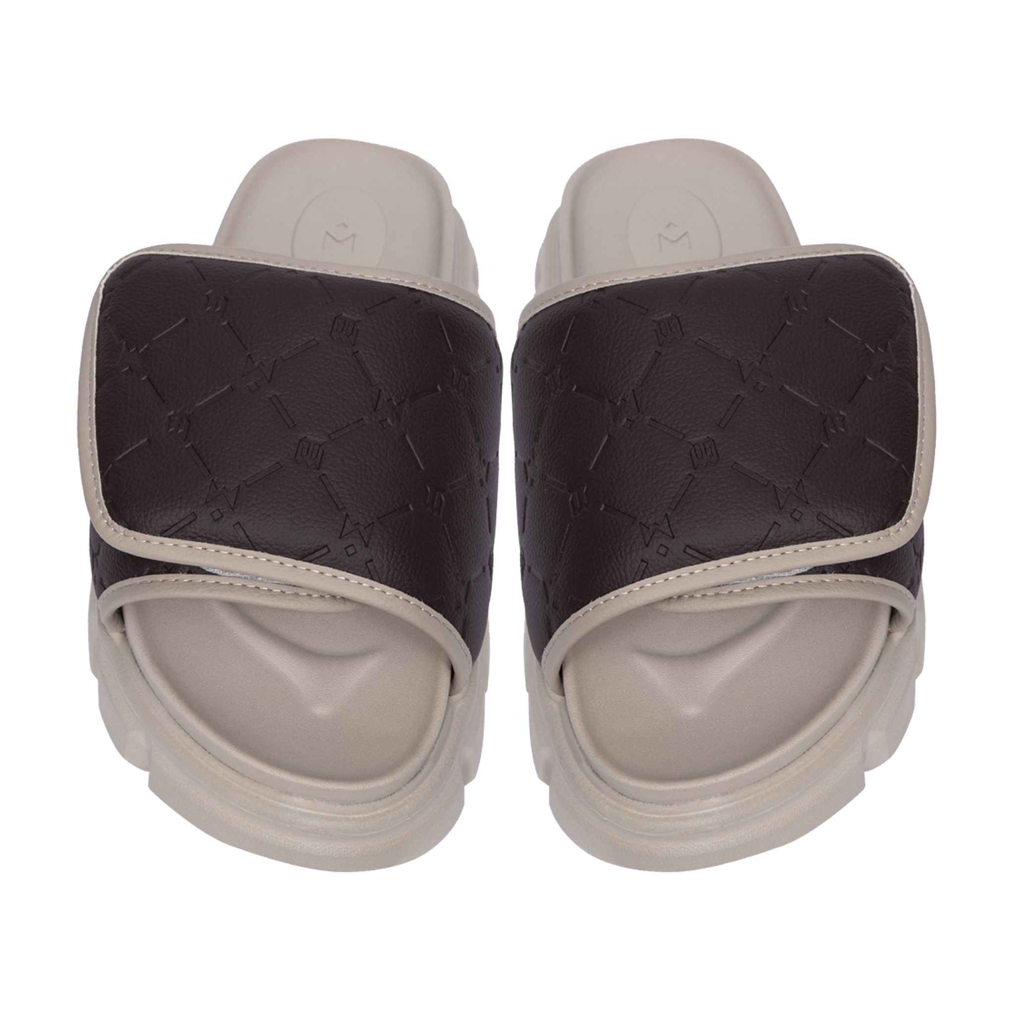THEWOLF ESSENTIAL MONOGRAM SLIDE SANDAL - BROWN BEIGE