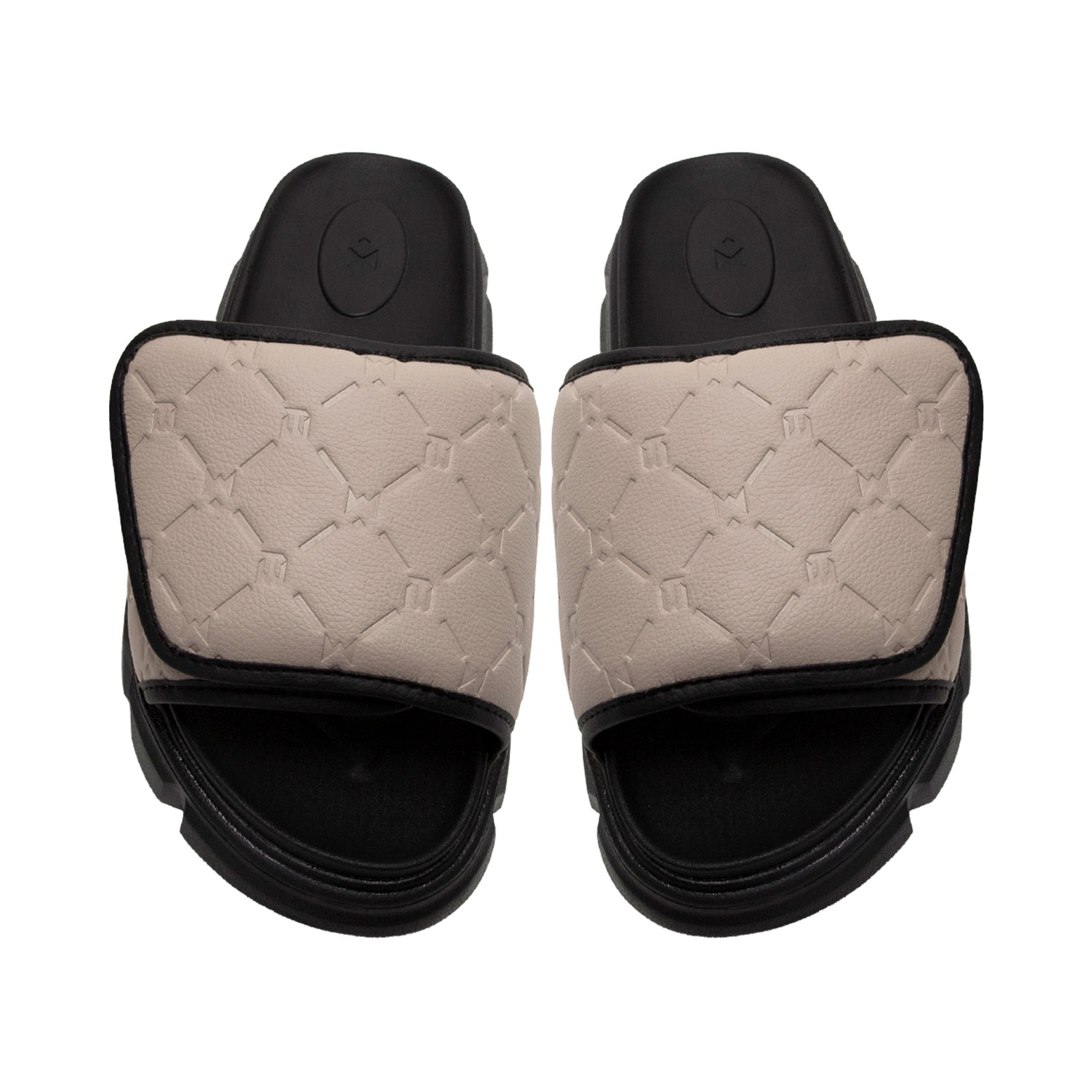 THE LADY WOLF ESSENTIAL MONOGRAM SLIDE SANDAL - BEIGE