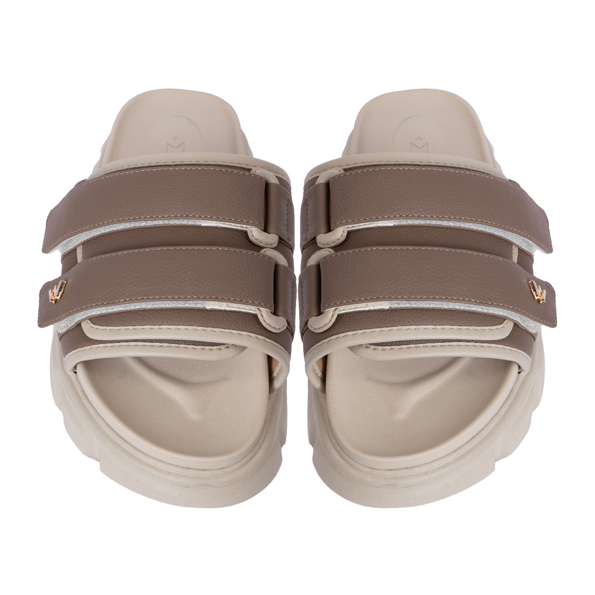 THEWOLF ESSENTIAL STRAP SLIDE SANDAL - BROWN & BEIGE