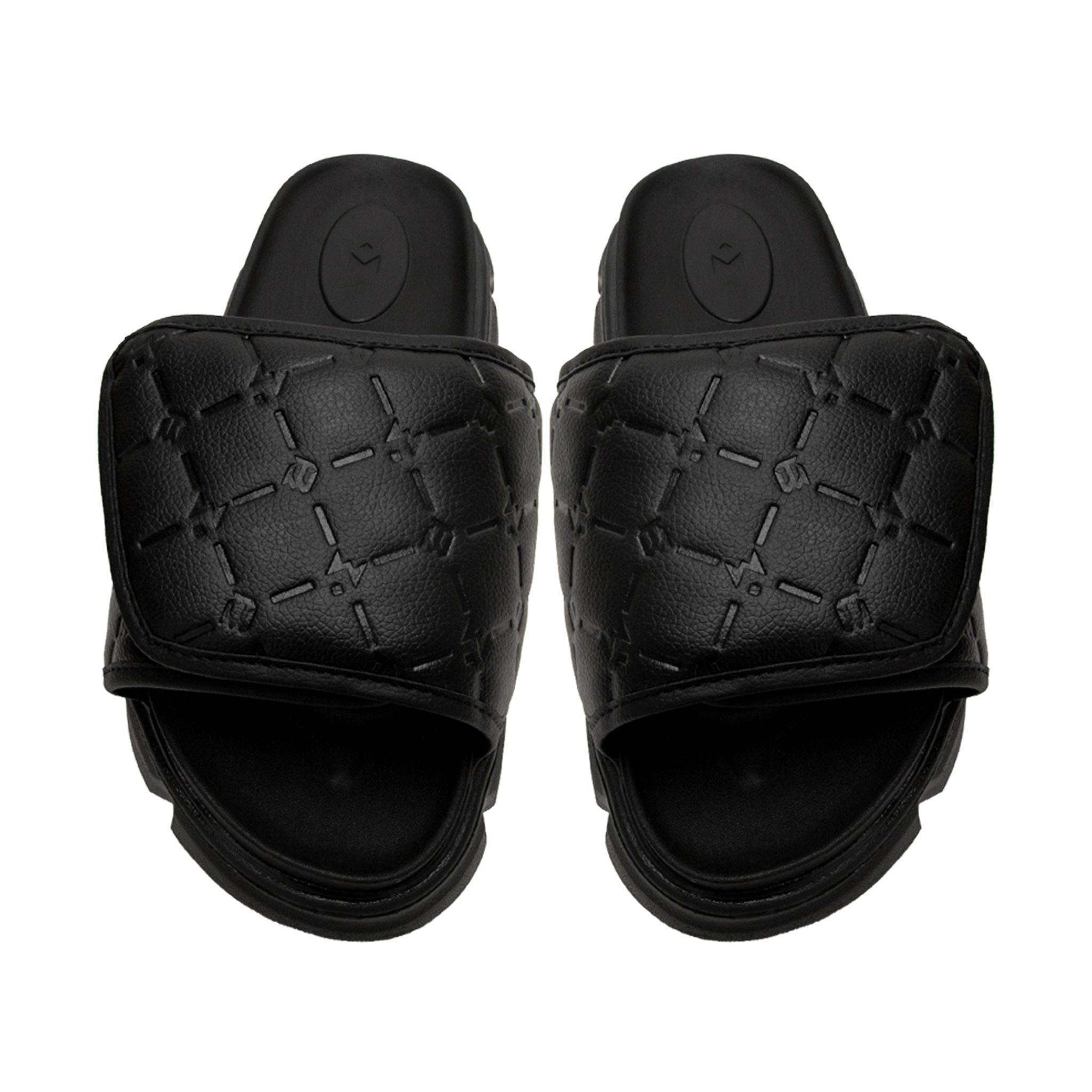 THE LADY WOLF ESSENTIAL MONOGRAM SLIDE SANDAL - BLACK