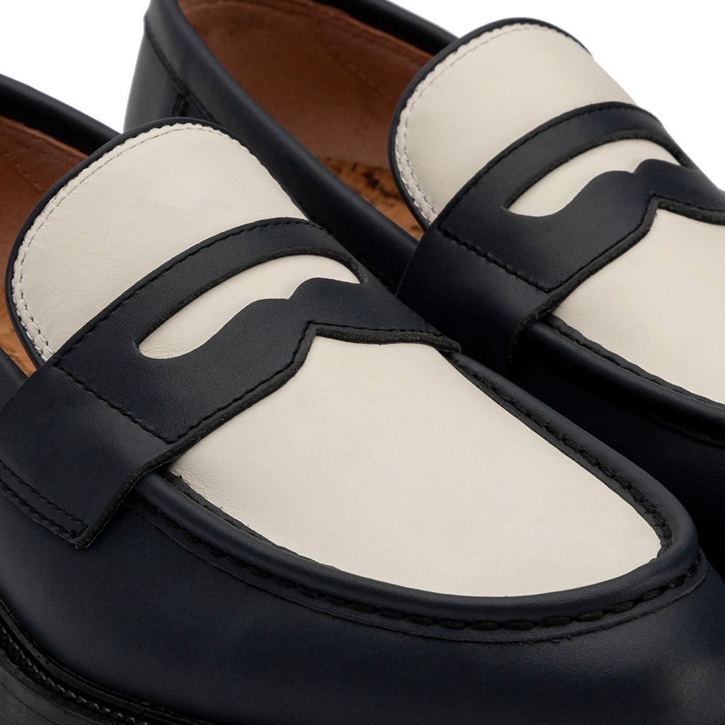THE SEAN LADY WOLF PENNY LOAFER - NAVY BLUE & OFFWHITE