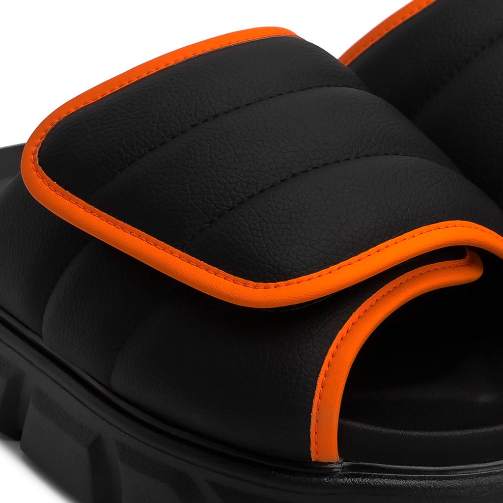 THE LARVA WOLF SLIDE SANDAL - BLACK ORANGE