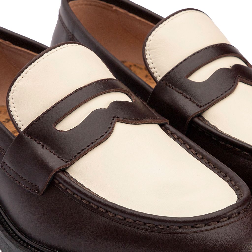 THE SEAN WOLF PENNY LOAFER - BROWN & OFF-WHITE