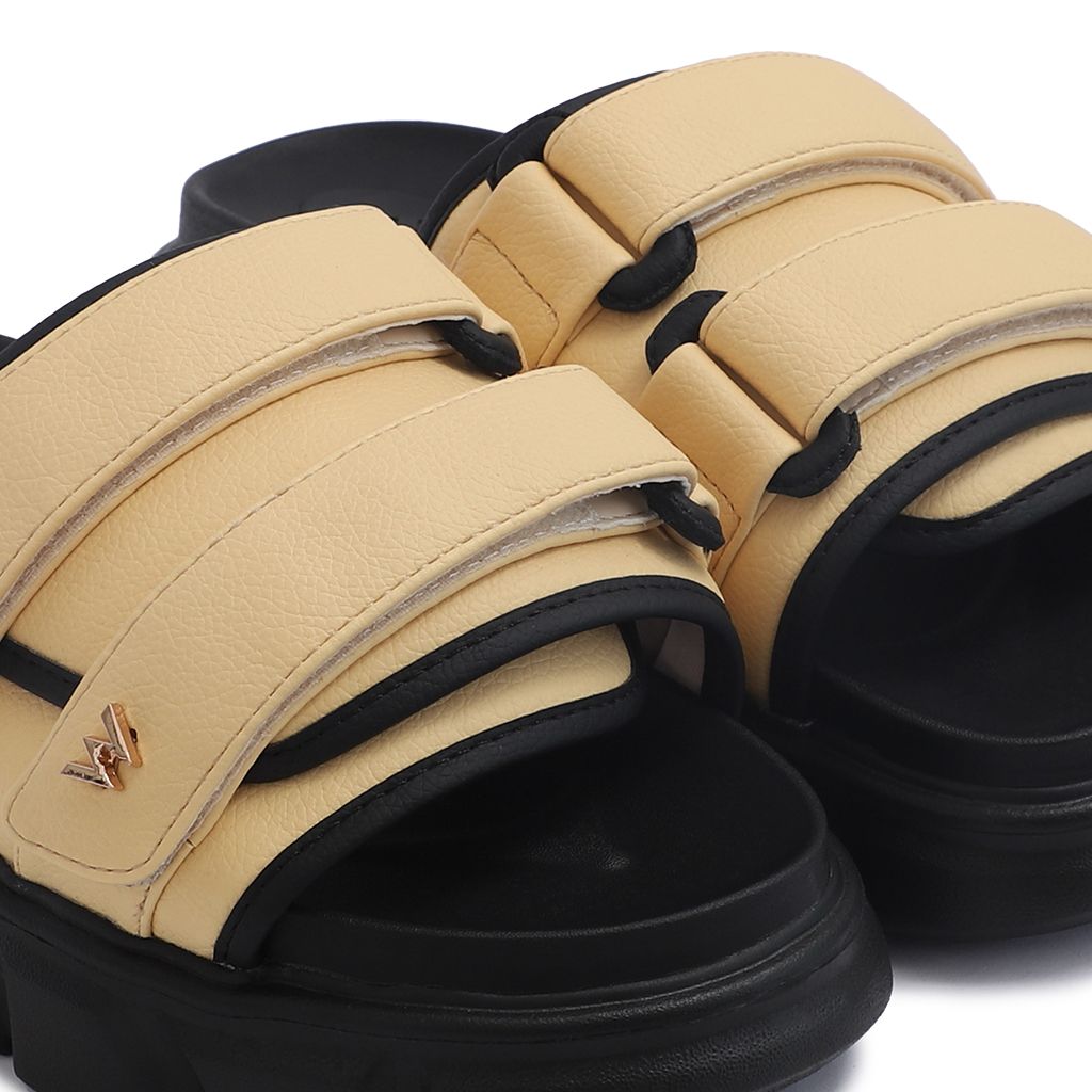 THEWOLF ESSENTIAL STRAP SLIDE SANDAL - YELLOW CREAM