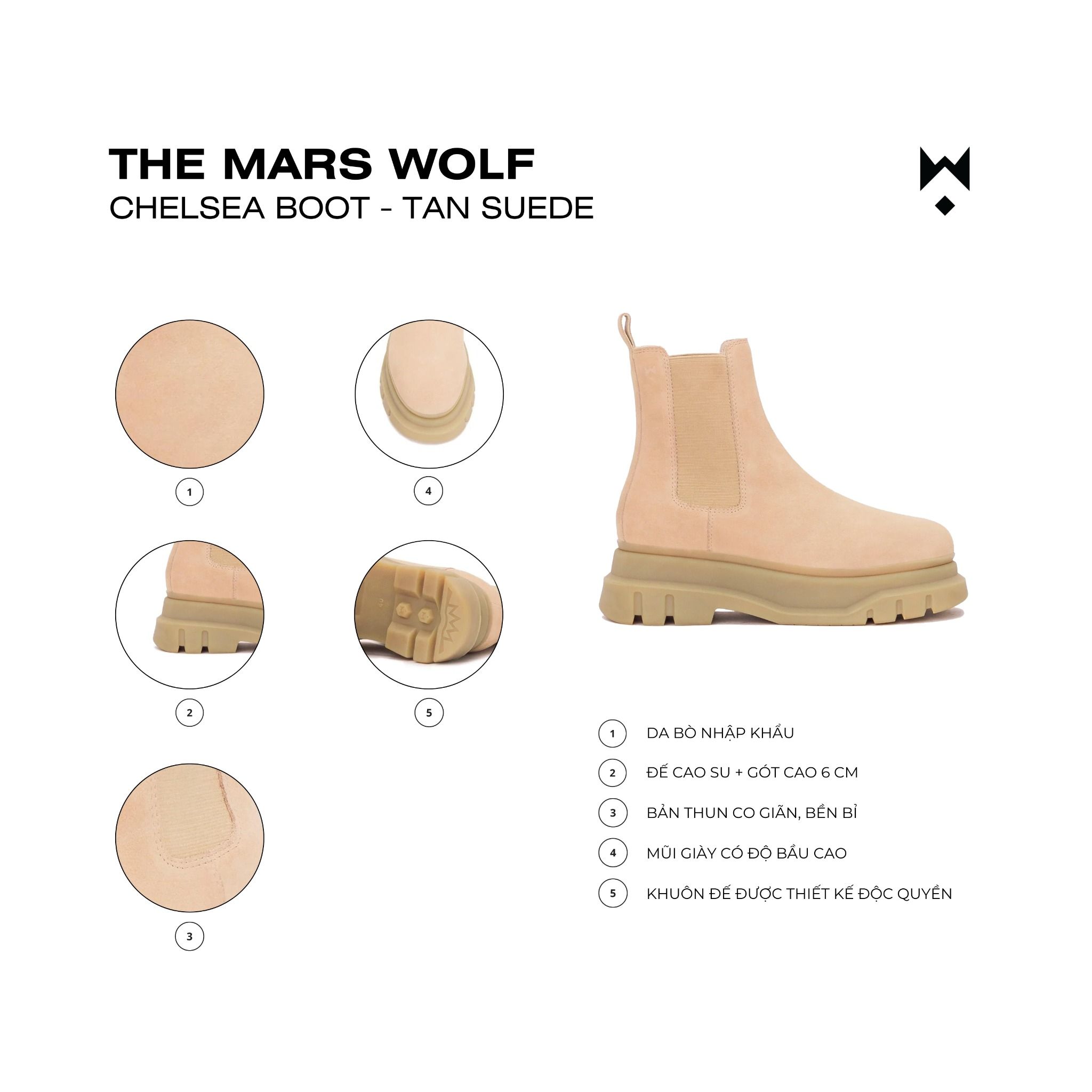 THE MARS LADY WOLF CHELSEA BOOT - TAN SUEDE