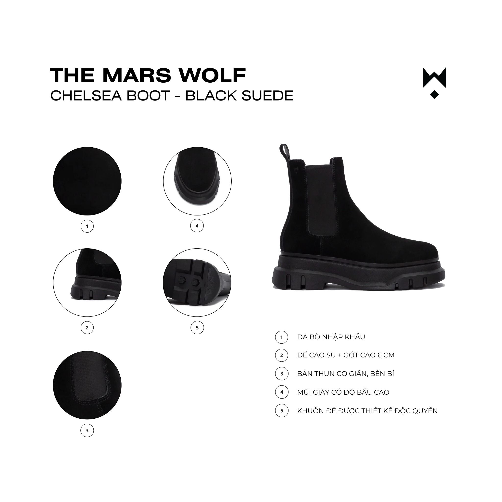 THE MARS WOLF CHELSEA BOOT - BLACK SUEDE