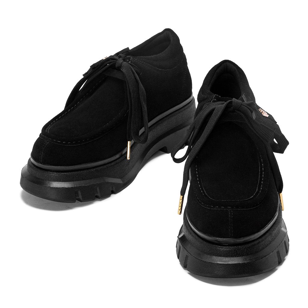 THE LADY WOLF R&E DERBY 4 EYELET - BLACK SUEDE