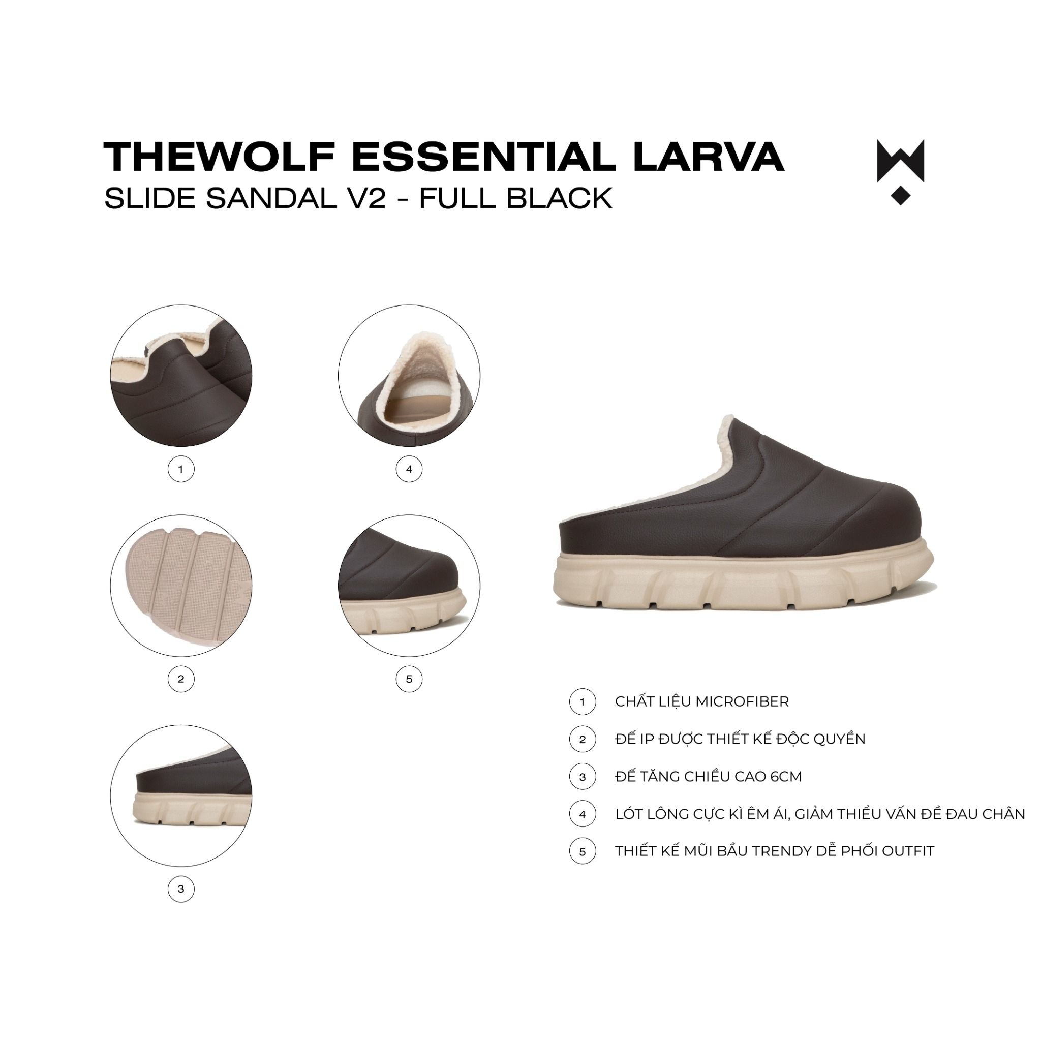 THE LADY WOLF ESSENTIAL LARVA SLIDE SANDAL V2 - BROWN