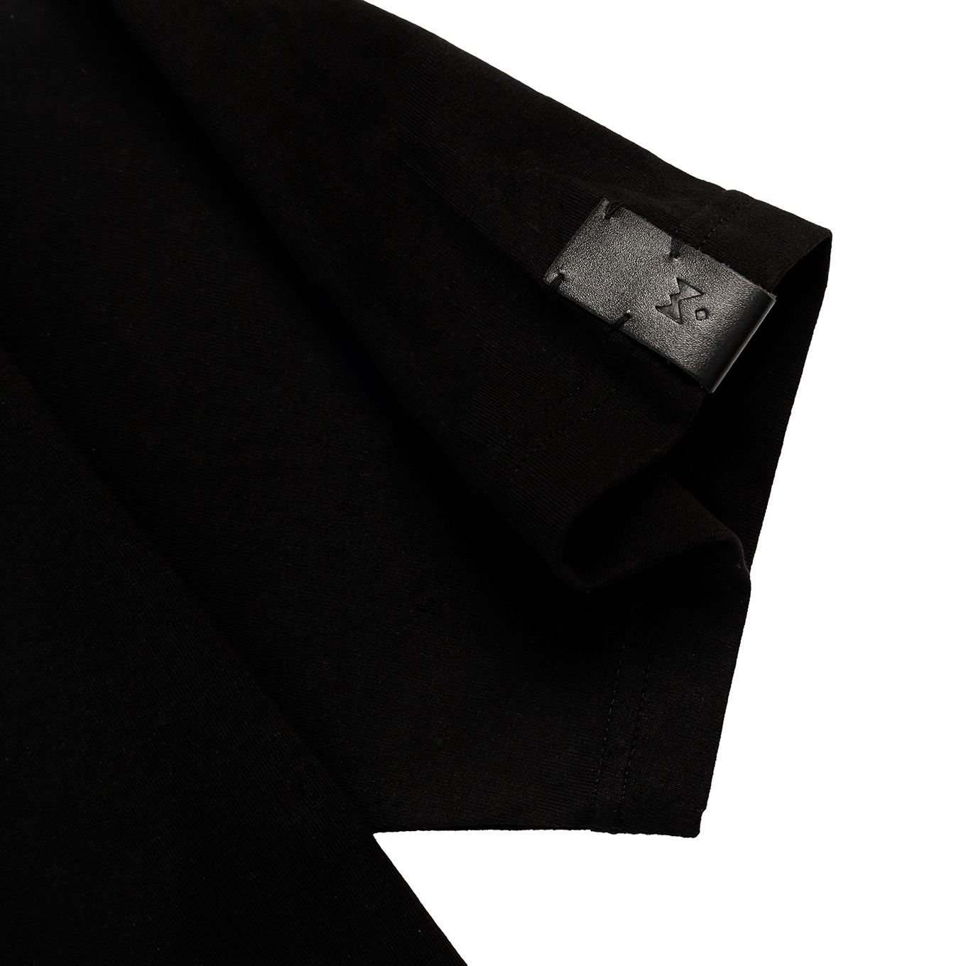 THEWOLF LOGO LEATHER TEE - BLACK
