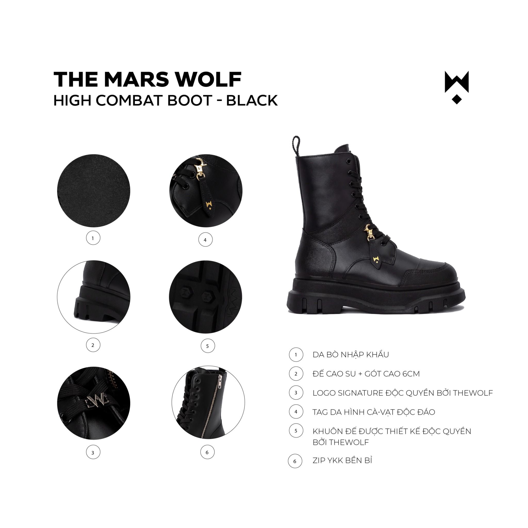 THE MARS LADY WOLF HIGH COMBAT BOOT - BLACK