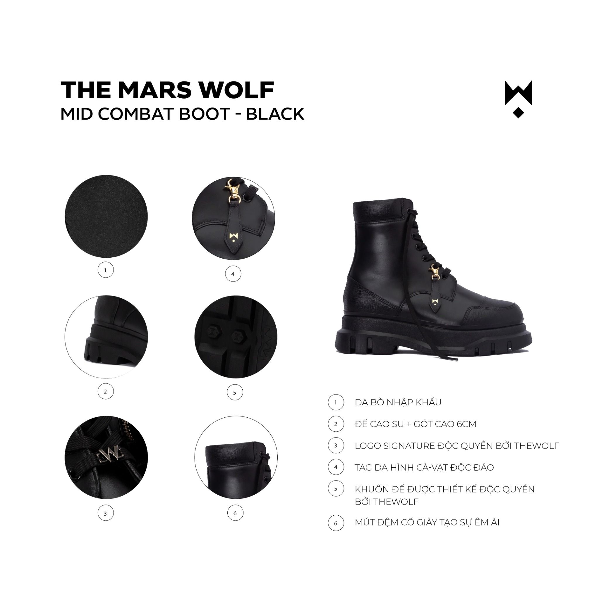 THE MARS WOLF MID COMBAT BOOT - BLACK