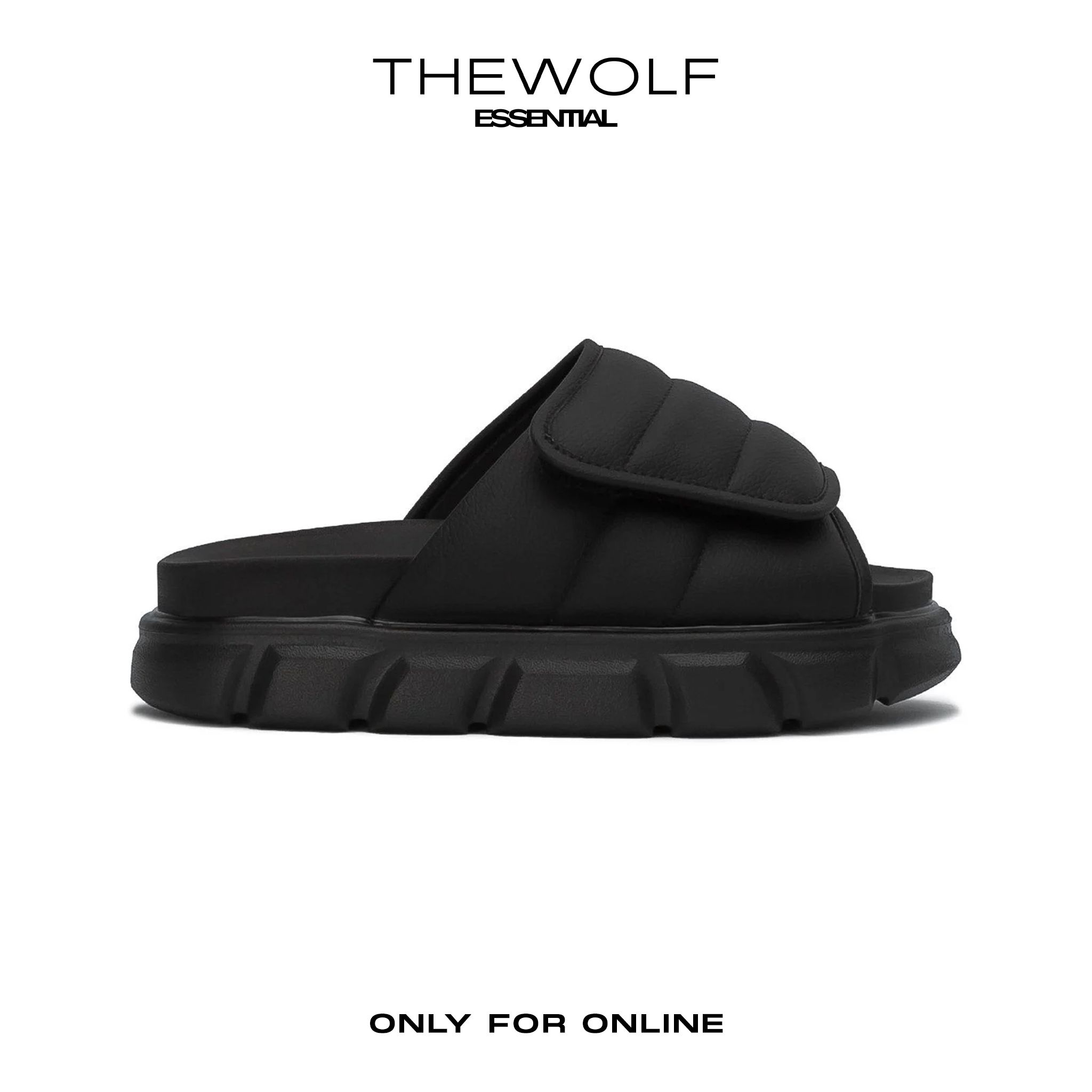 THE LARVA LADY WOLF SLIDE SANDAL - FULL BLACK