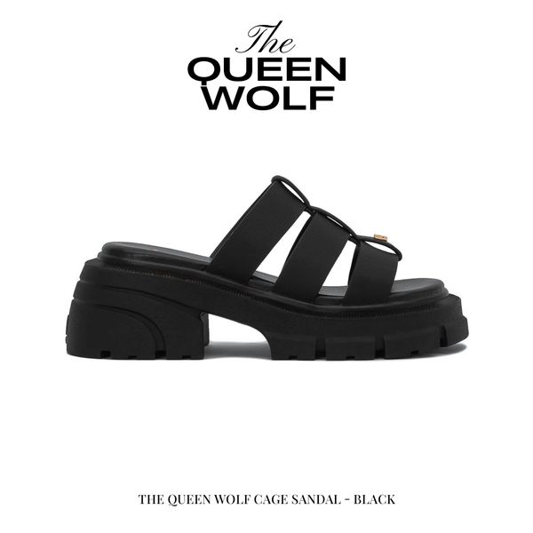  THE QUEEN WOLF CAGE SANDAL - BLACK 