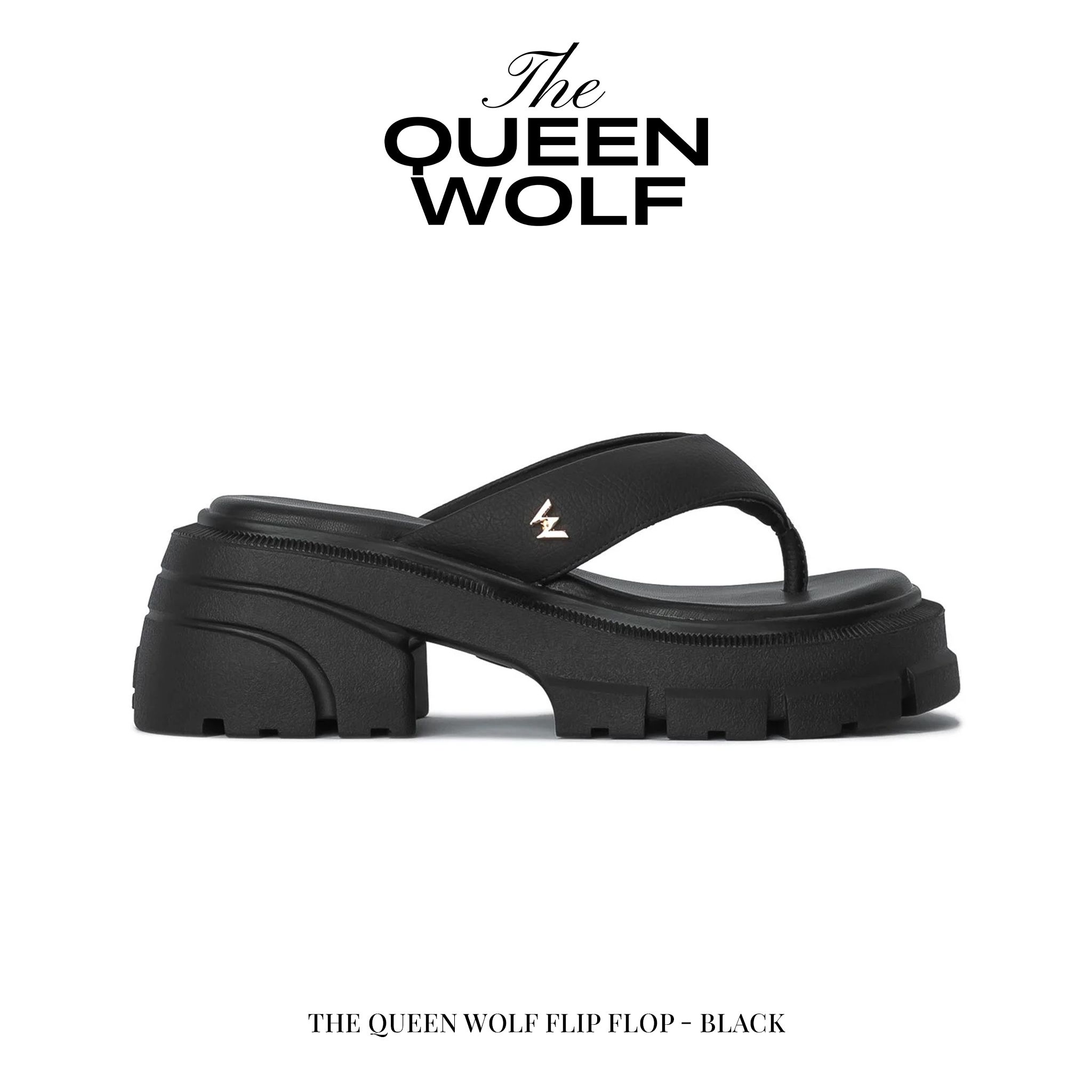 THE QUEEN WOLF FLIP FLOP - BLACK