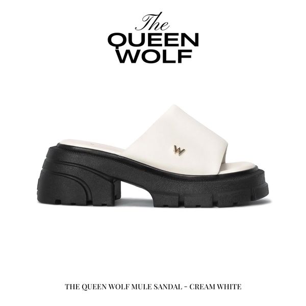  THE QUEEN WOLF MULE SANDAL - CREAM WHITE 