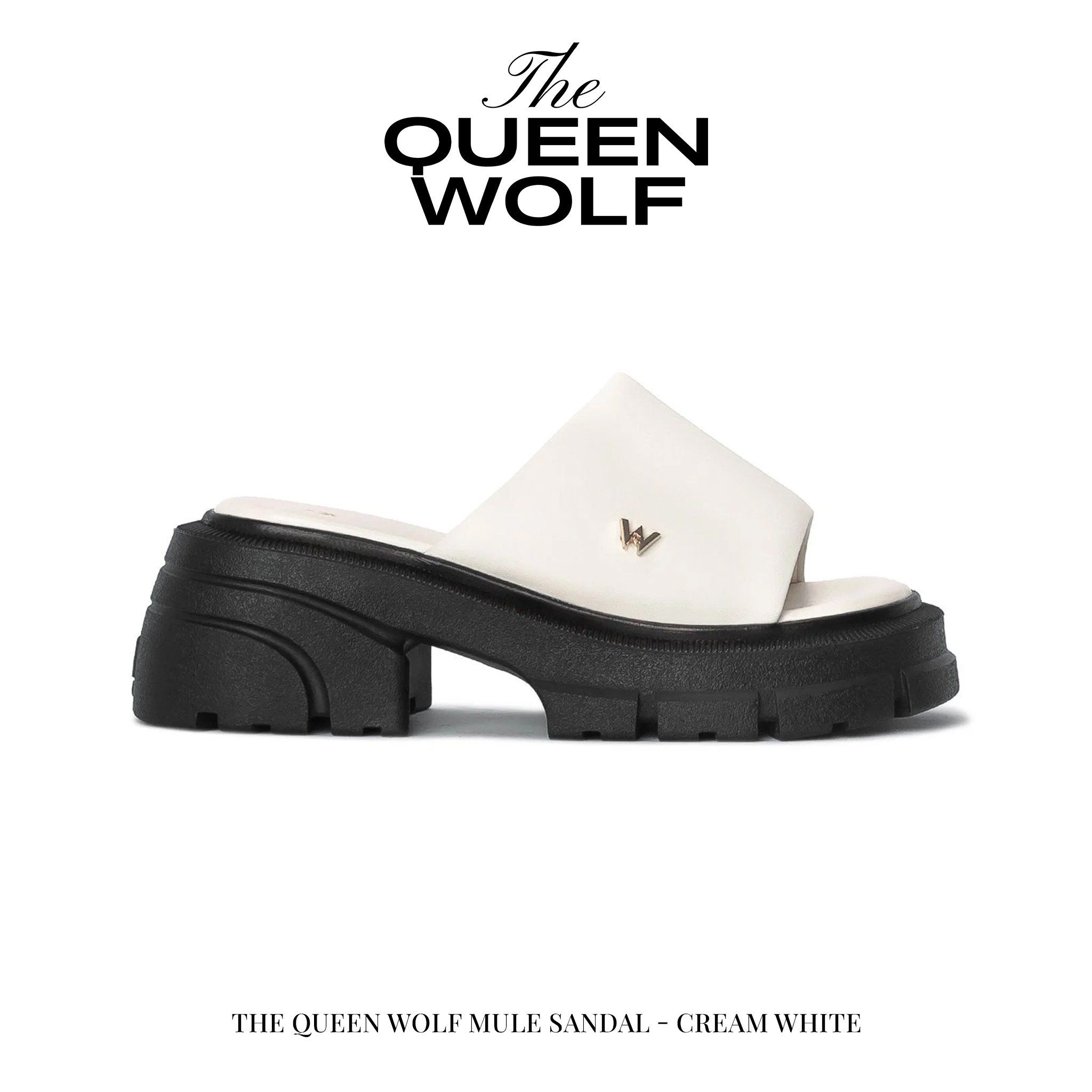 THE QUEEN WOLF MULE SANDAL - CREAM WHITE