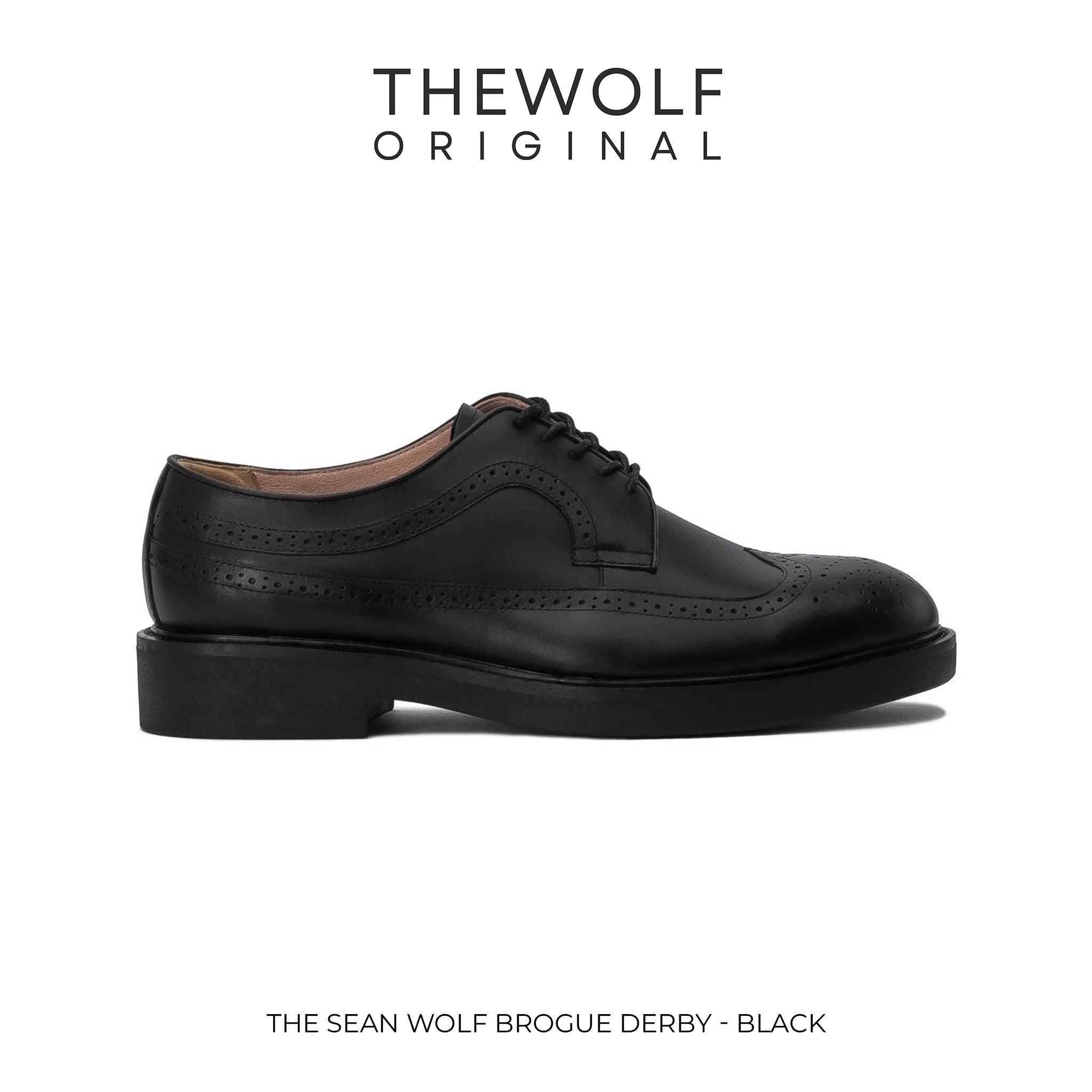 THE SEAN LADY WOLF BROGUE DERBY - BLACK