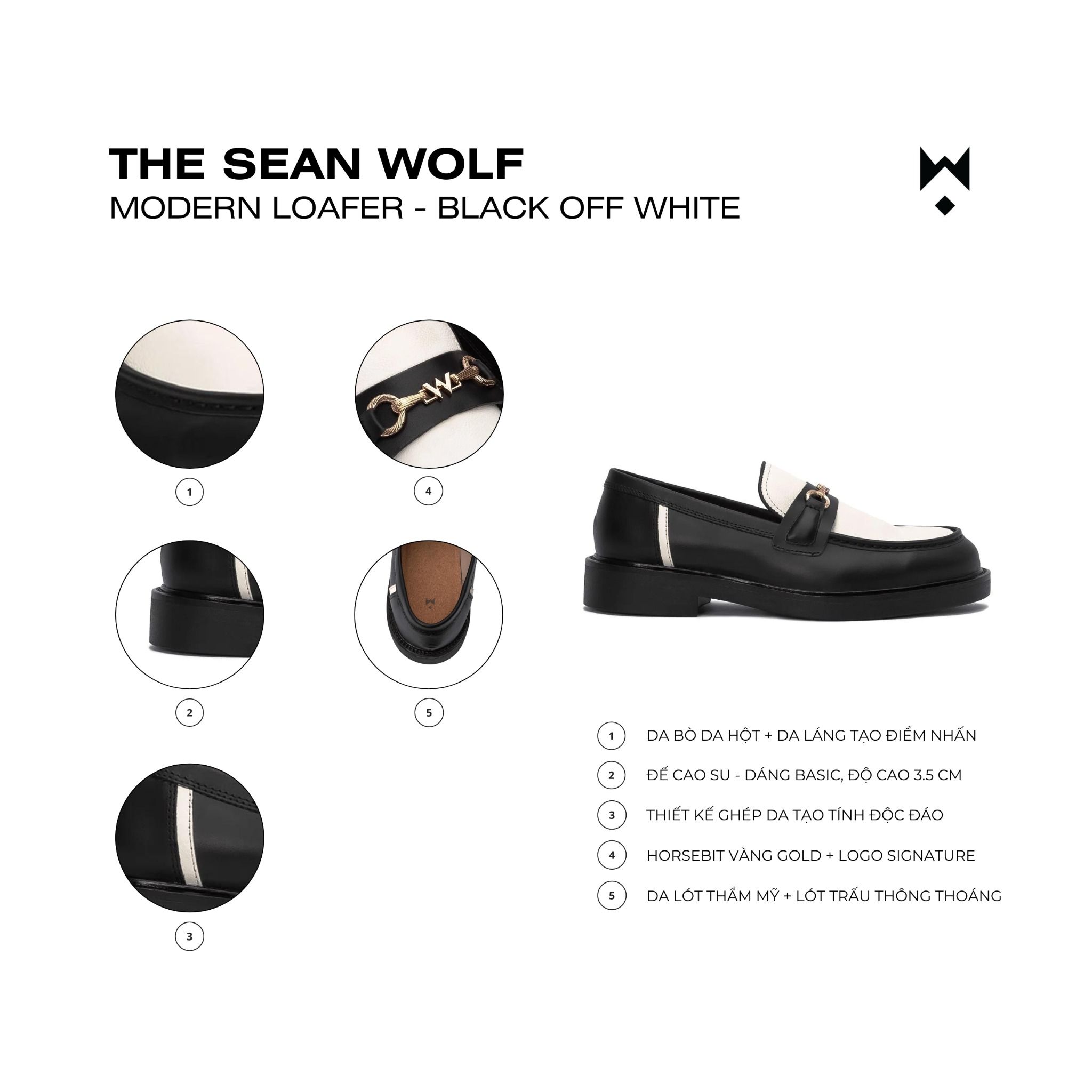 THE SEAN WOLF MODERN LOAFER - BLACK OFF WHITE