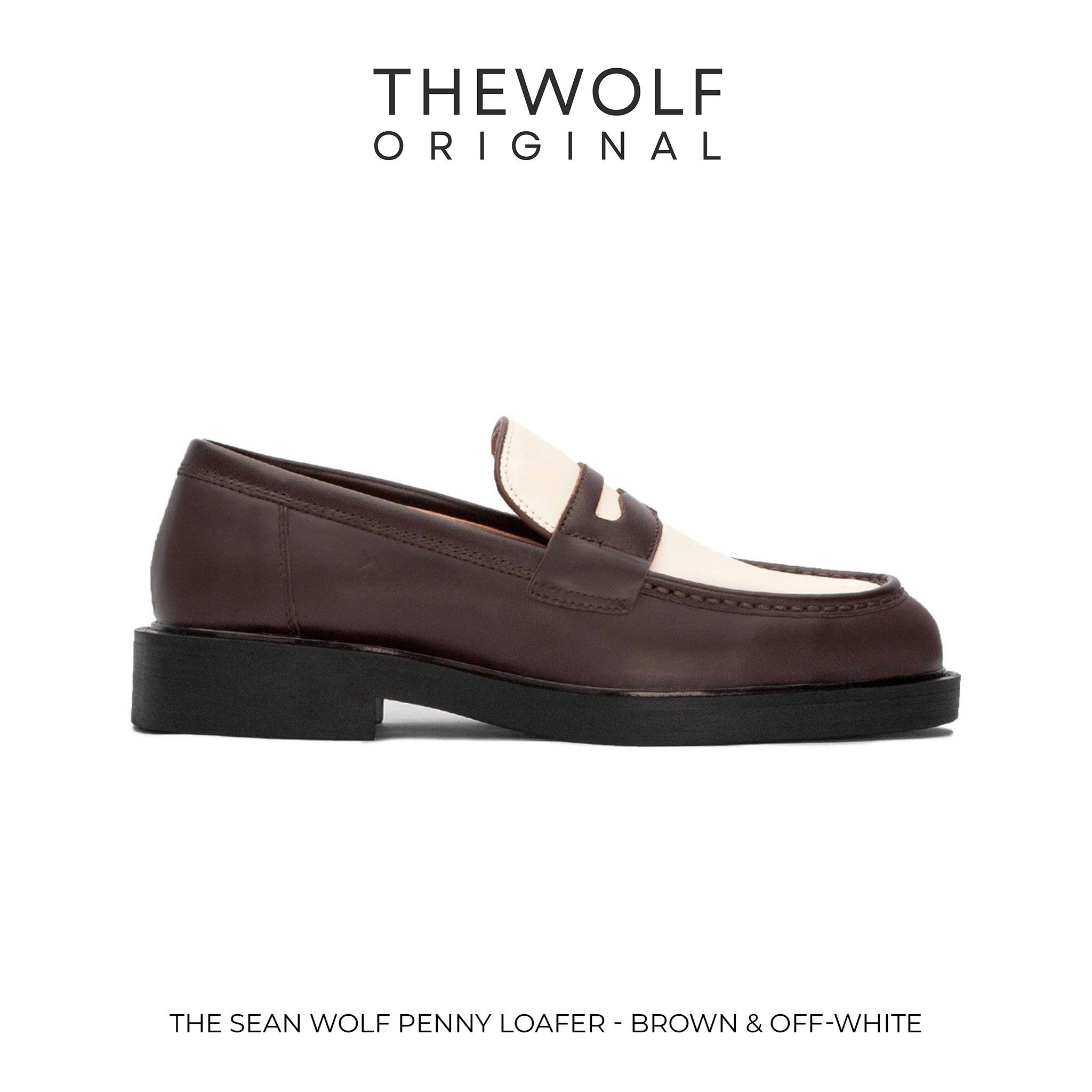THE SEAN WOLF PENNY LOAFER - BROWN & OFF-WHITE