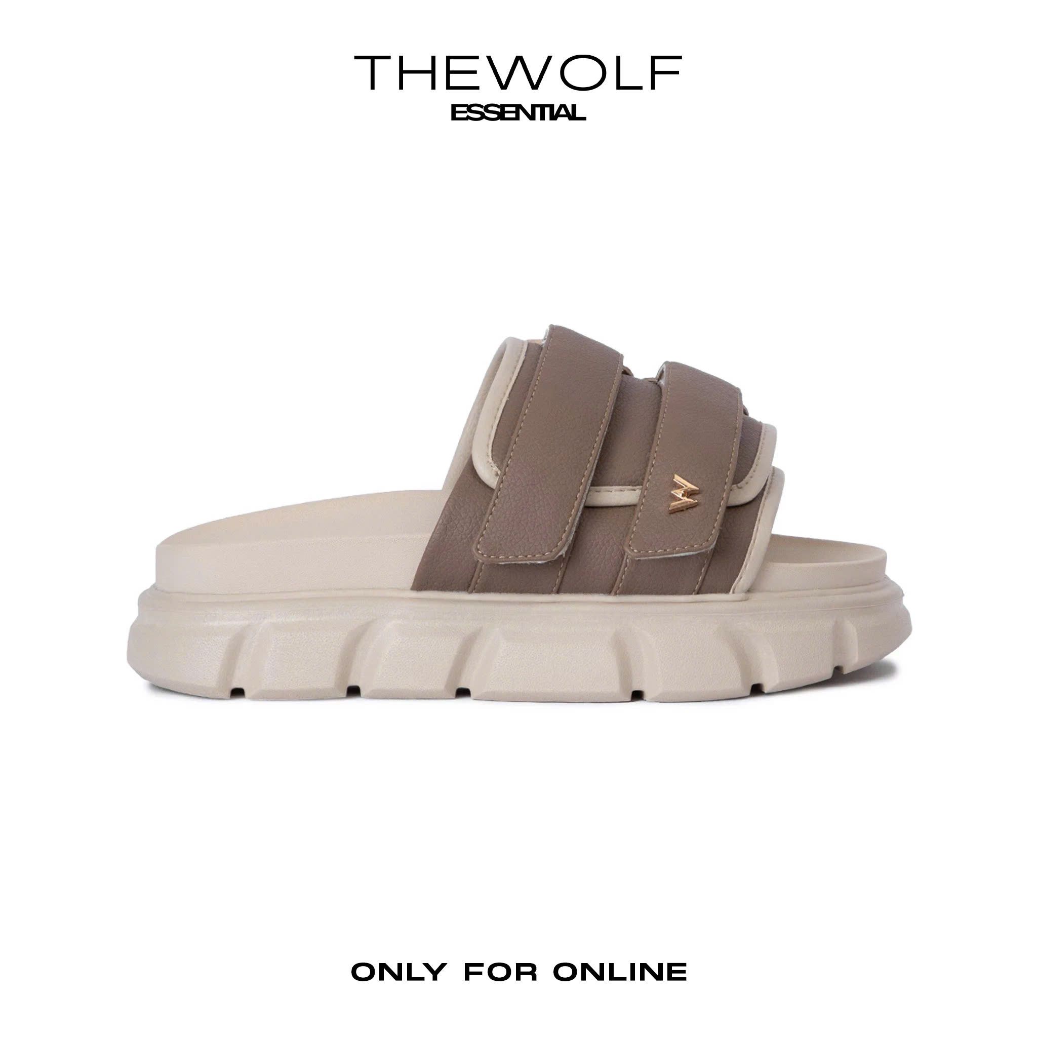THEWOLF ESSENTIAL STRAP SLIDE SANDAL - BROWN & BEIGE