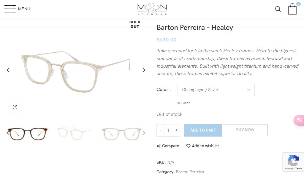(ĐÃ BÁN) Barton Perreira Healey eyeglasses