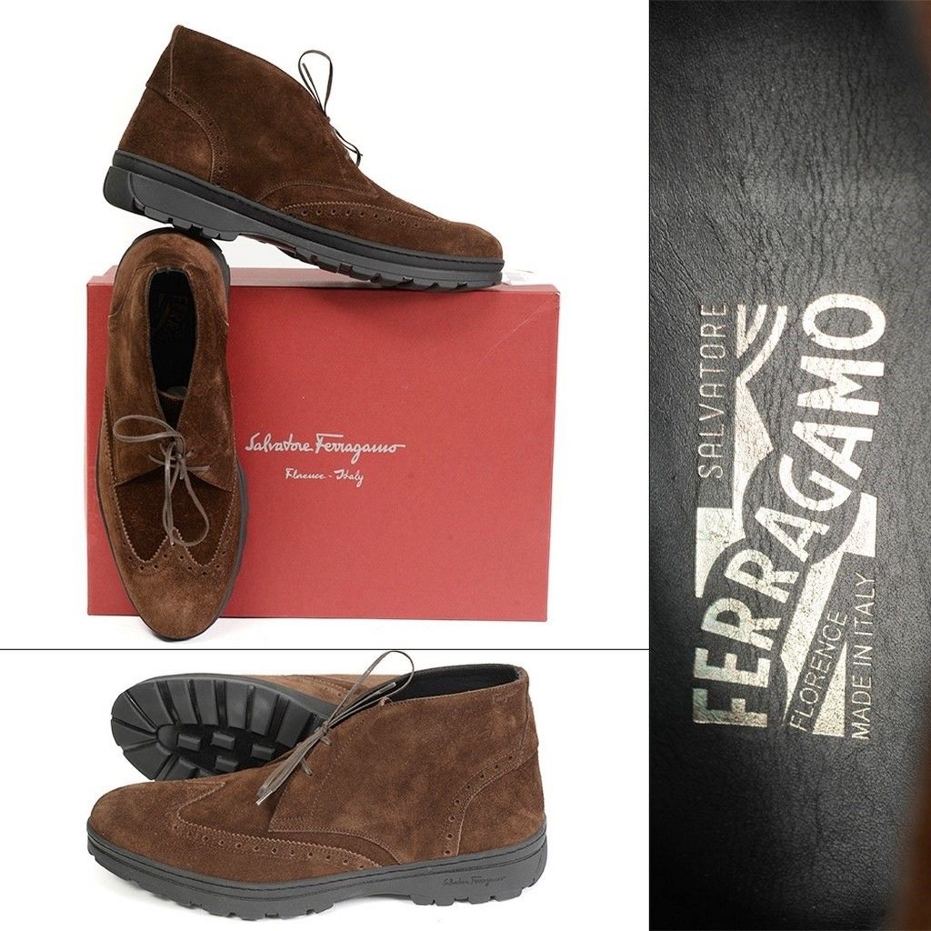  Ferragamo Parker Suede Wingtip boots 