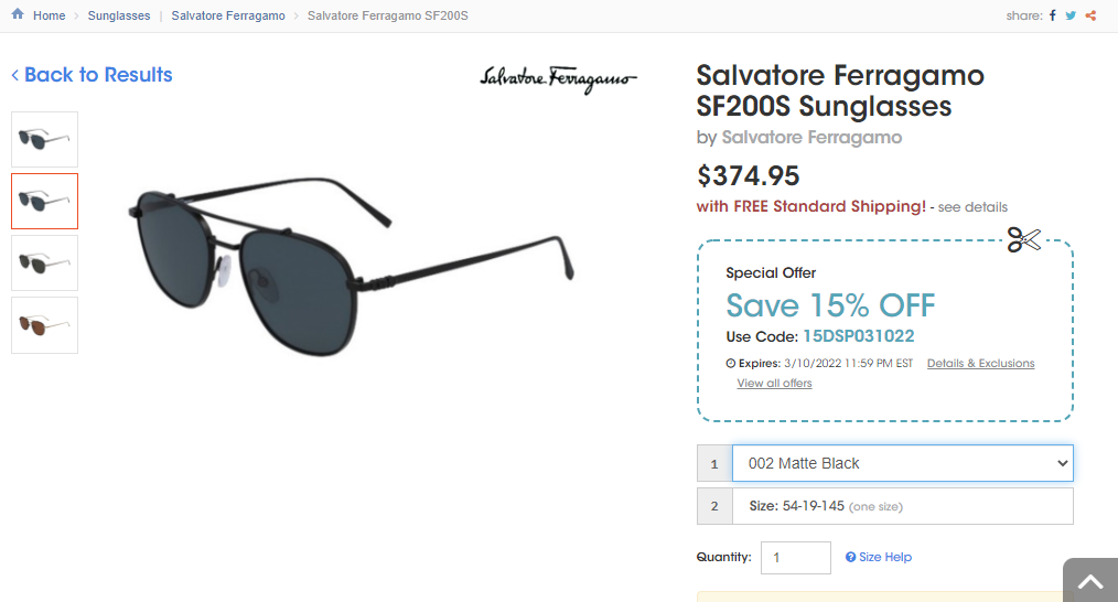 (ĐÃ BÁN) Ferragamo SF200S 002 sunglasses