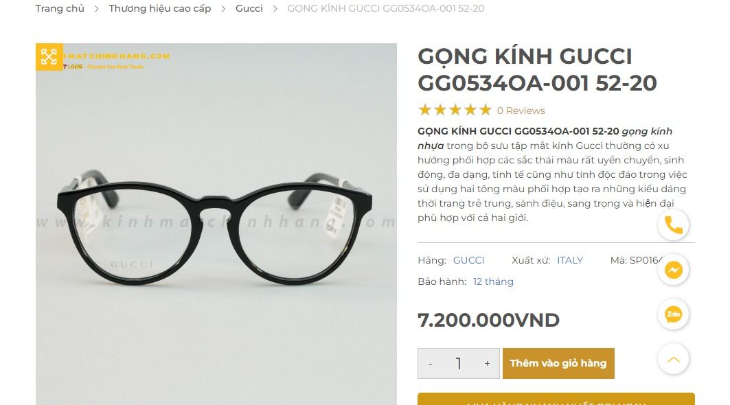  (ĐÃ BÁN) Gucci GG0534OA 001 eyeglasses 