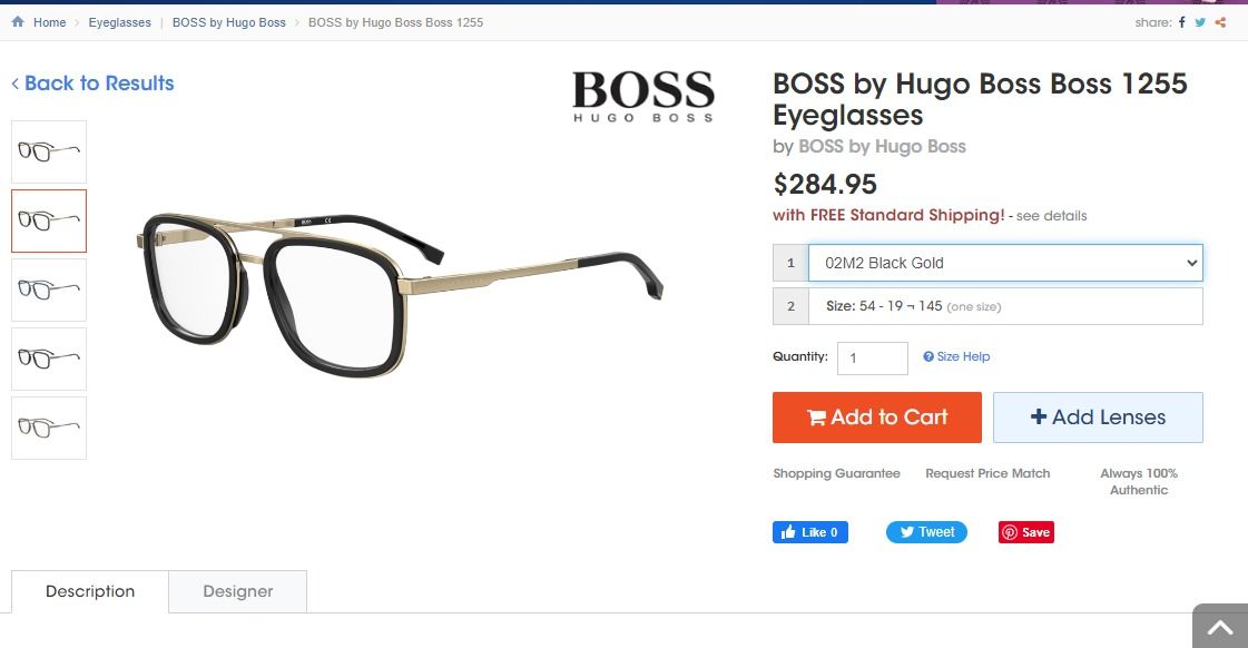 Hugo Boss Boss 1255 02M2 eyeglasses
