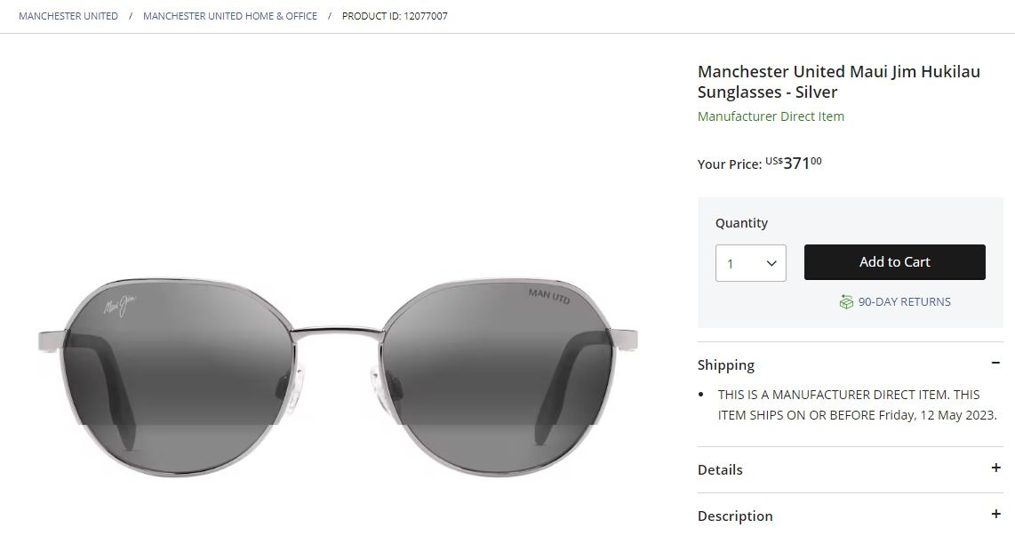 Maui Jim Hukilau Manchester United limited edition sunglasses