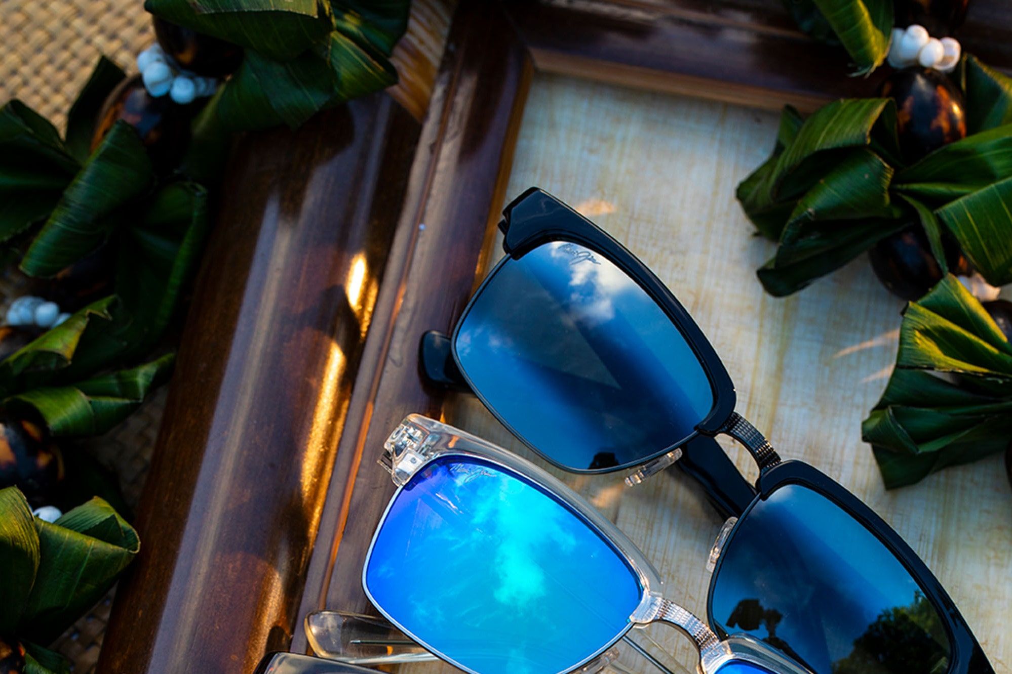 Maui Jim Kawika black & pewter frame, blue hawaii lenses