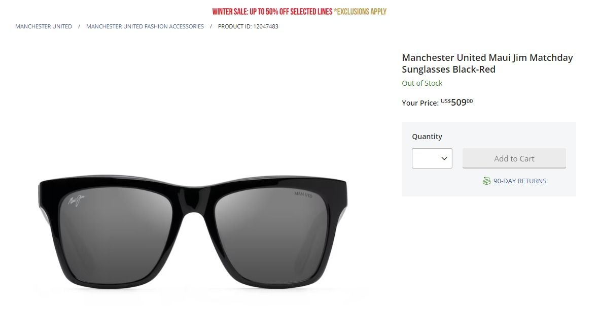  Maui Jim x Manchester United Matchday sunglasses 