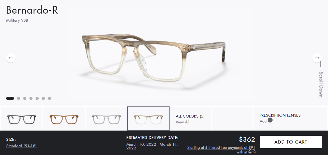 (ĐÃ BÁN) Oliver Peoples Bernardo eyeglasses