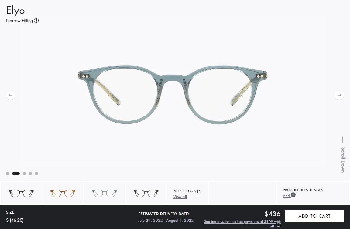 Oliver Peoples Elyo OV5383 Eyeglasses Washed Teal