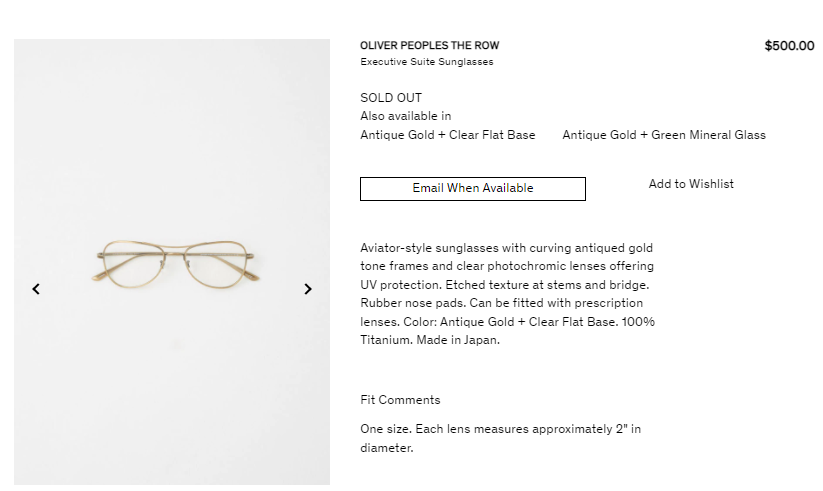 (ĐÃ BÁN) Oliver Peoples x The Row Executive Suite eyeglasses Titanium