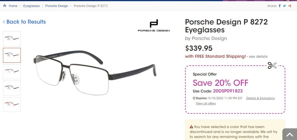  Porsche Design P 8272 A Eyeglasses 