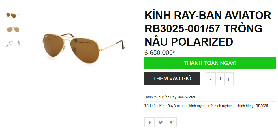 (ĐÃ BÁN) Ray Ban RB3025 001/57 polarized sunglasses