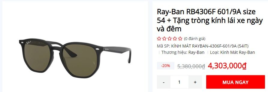 (ĐÃ BÁN) Ray Ban RB4306 657780 sunglasses