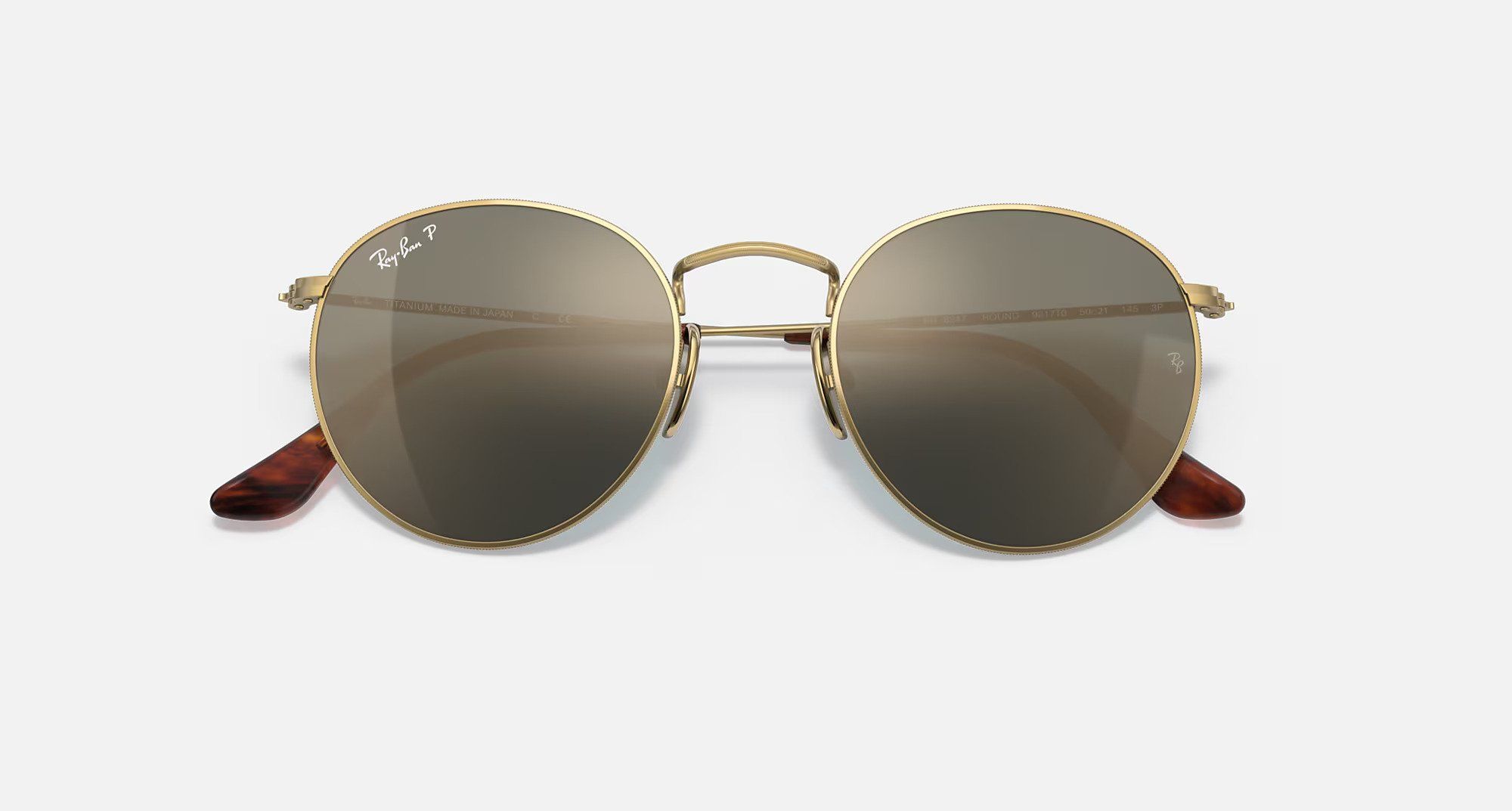 Ray Ban RB8247 9217T0 round titanium polarized sunglasses