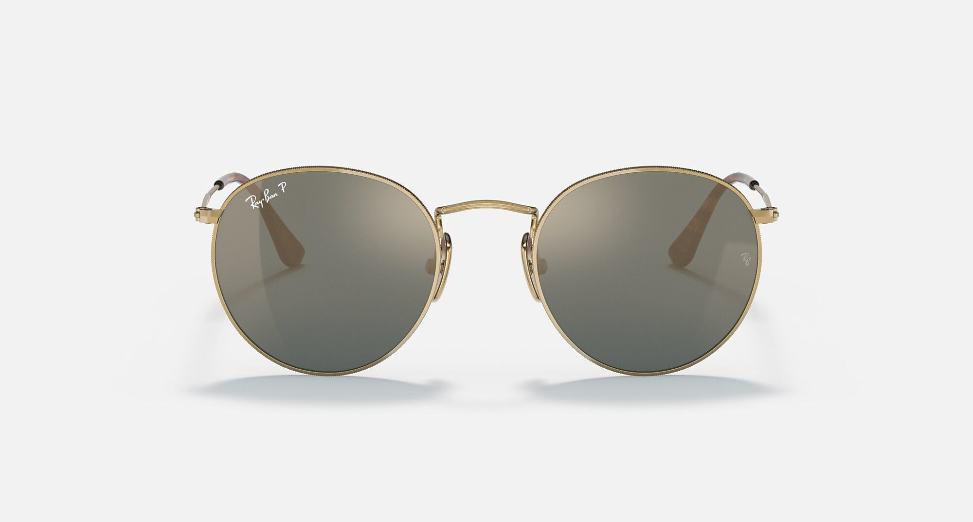 Ray Ban RB8247 9217T0 round titanium polarized sunglasses