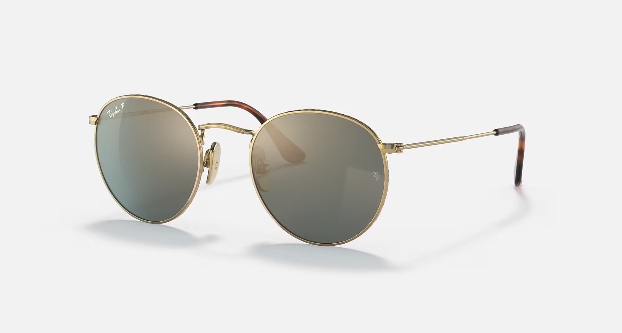 Ray Ban RB8247 9217T0 round titanium polarized sunglasses