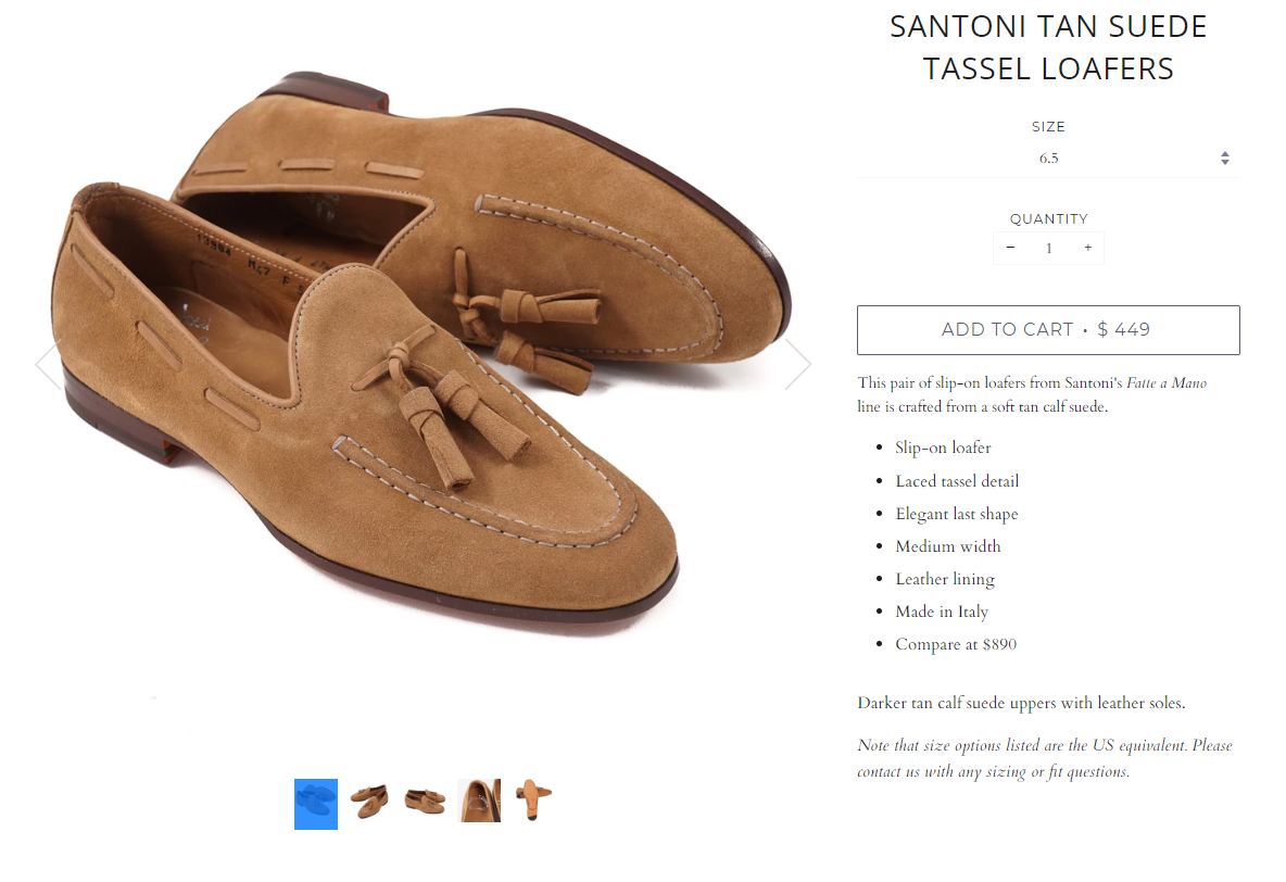  ĐÃ BÁN - Santoni suede tassel loafers - light brown 