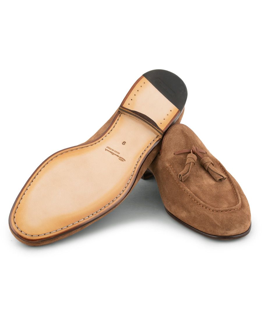 ĐÃ BÁN - Santoni suede tassel loafers - light brown