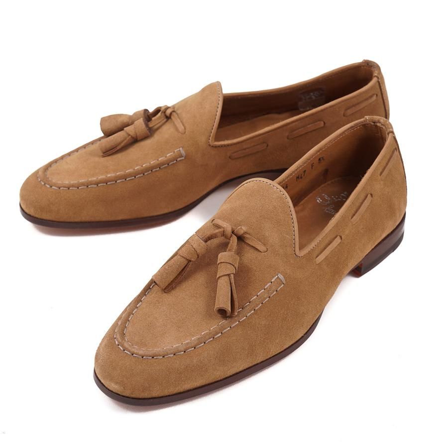  ĐÃ BÁN - Santoni suede tassel loafers - light brown 