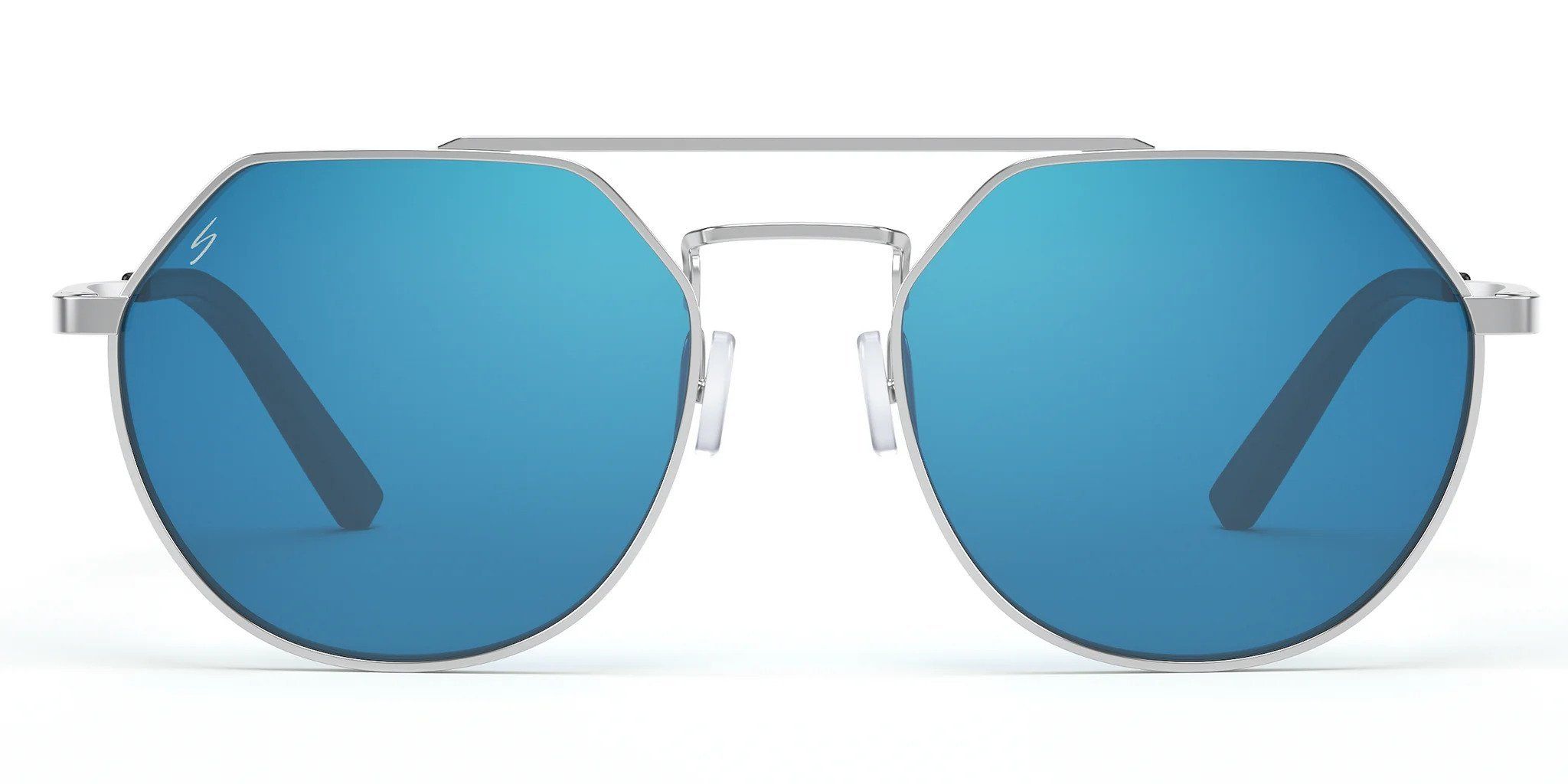 (ĐÃ BÁN) Serengeti Shelby Shiny Silver Blue lenses sunglasses