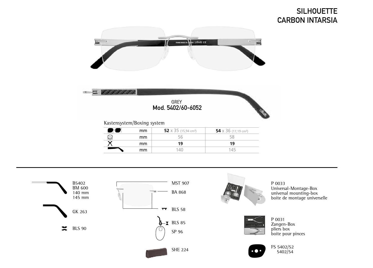 (ĐÃ BÁN) Silhouette 5402 6052 titanium frame carbon fibre eyeglasses