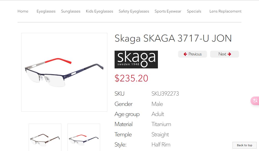 Skaga JON titanium eyeglasses